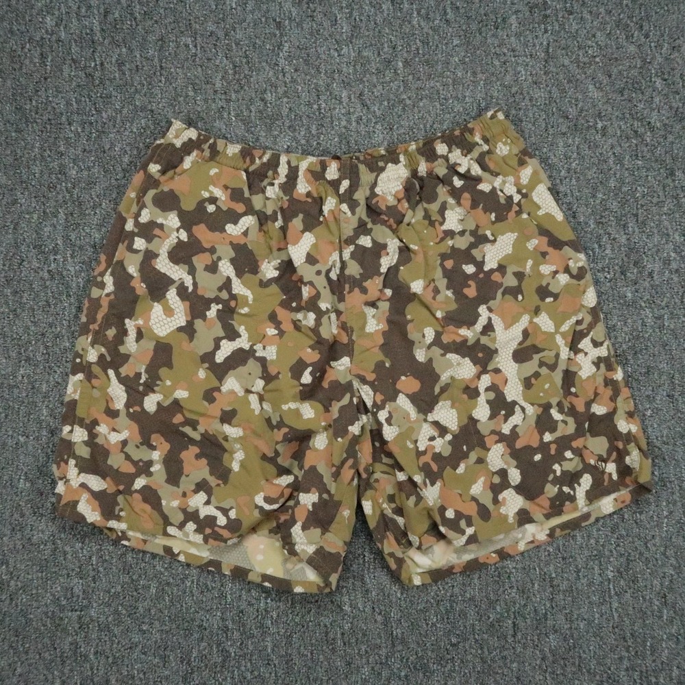Duck Camp Shorts Mens Medium Green Camo Hiking Running Outdoor Lined